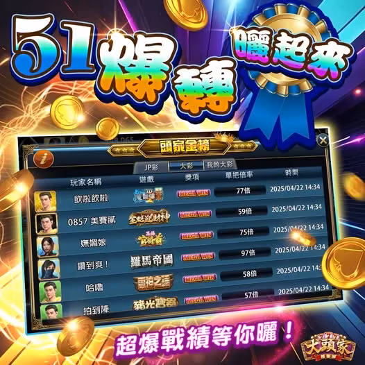 大頭家財神娛樂城優惠：51爆爆 曬起來